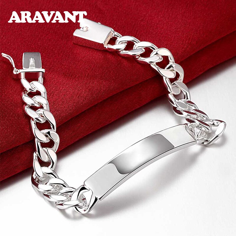 925 Zilveren Sieraden Sets Flat Link Chain Kettingen Armband Voor Mannen Vrouwen Bruiloft Sieraden Set