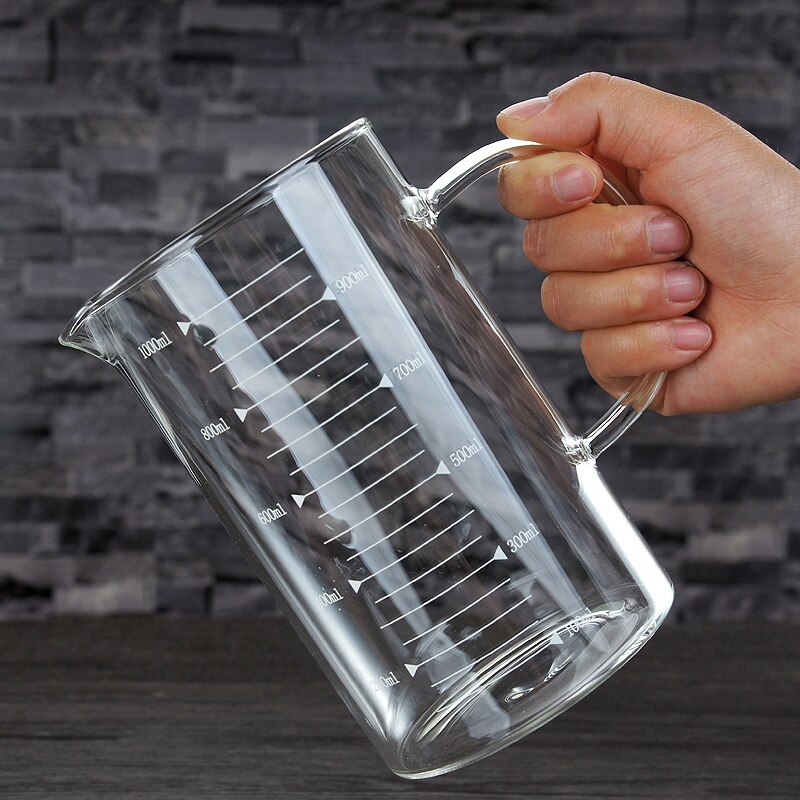 Glass Scale Measuring Cup with Lid Glass Baking Measurement Accessories Simple Transparent Home Jug Measuring Desktop Tools