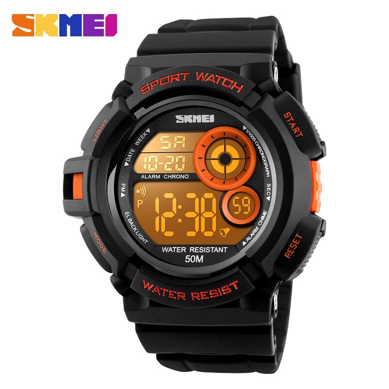 SKMEI Outdoor Sport Horloge Mannen Eenvoudige Kleurrijke LED Display Horloges Waterdicht Schokbestendig Digitale Horloge reloj hombre 1222: Orange