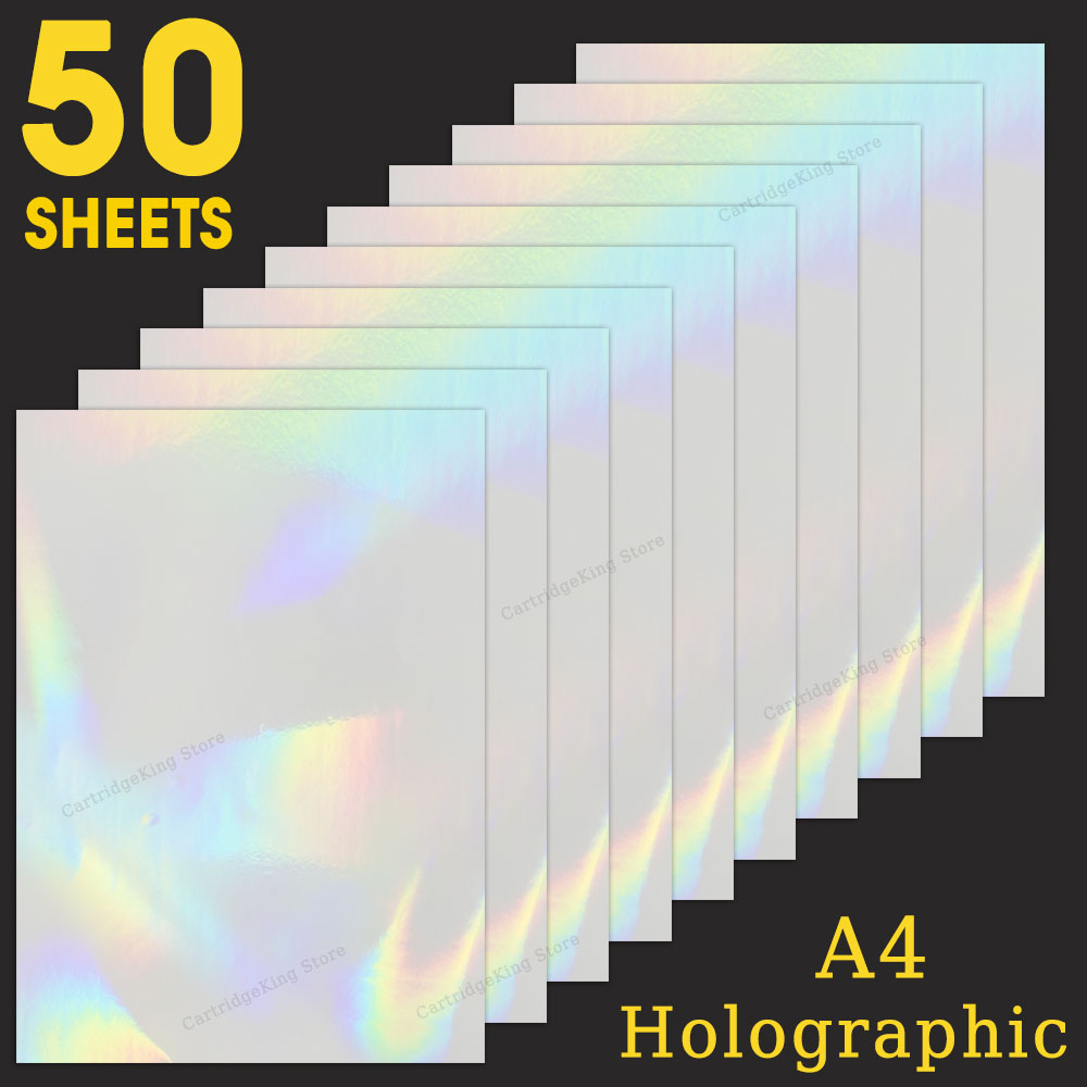 50 hojas de cinta adhesiva holográfica de lámina de arena, estampado en en papel fotográfico A4, película laminada en frío, paquete DIY, tarjeta de Color