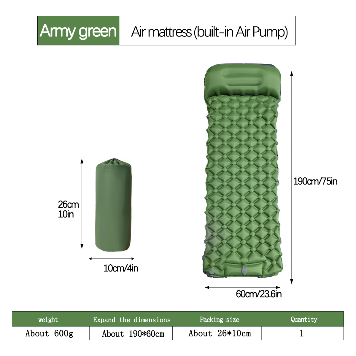 Camping Sleeping Mats -Self Inflating Sleeping Pad, Ultralight Air Mattress,Compact Sleeping Mats for Camping, Hiking, Traveling: Yellow