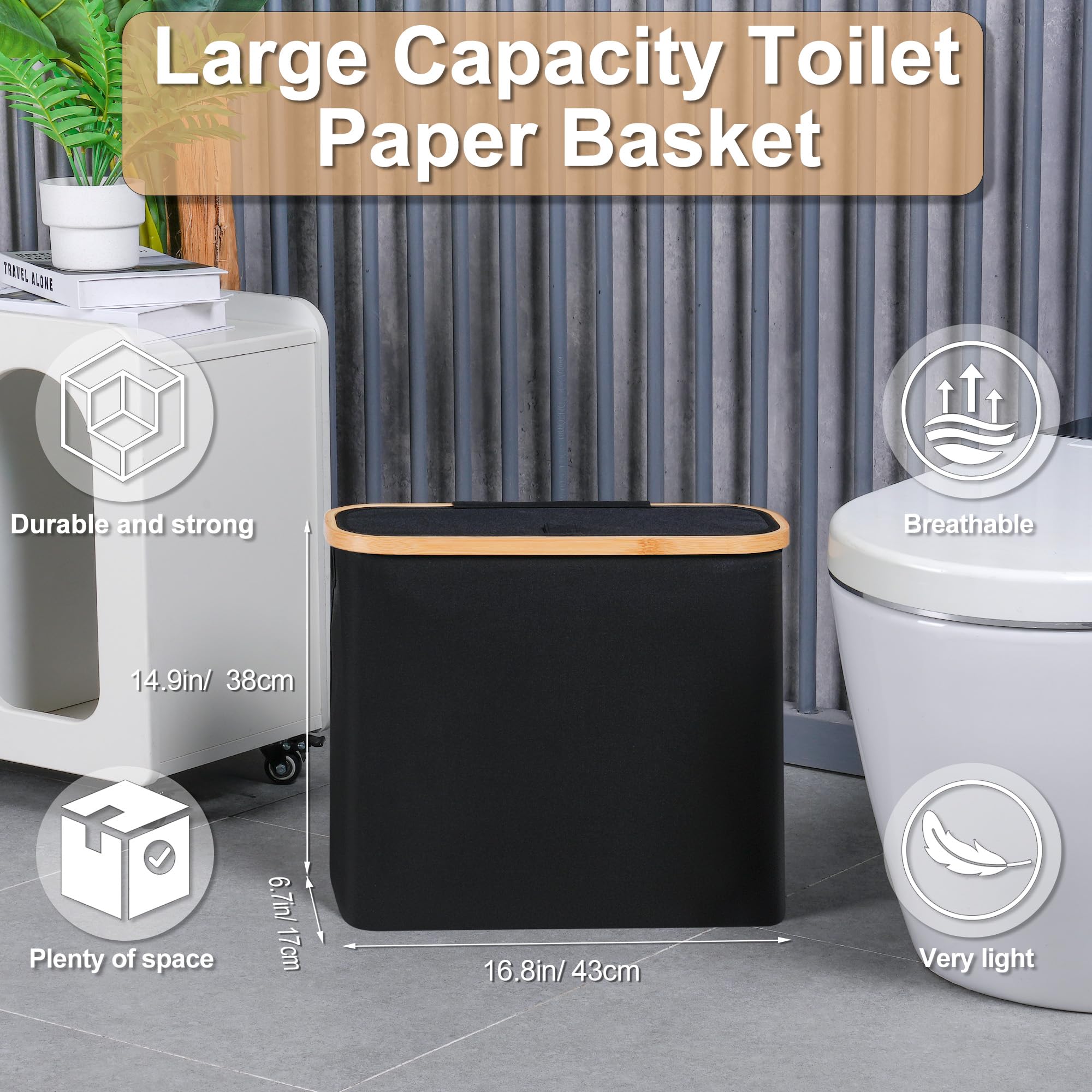 Toilet Paper Storage Basket with Lid Toilet Paper Storage Holder Stand Organizer for Bathroom Toilet Paper Storage Box Container