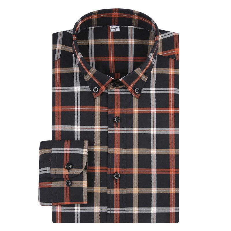 Herr bomull+ull långärmad skjorta herr casual korallröd pläd silm fit skjortor herrkläder: Xxxl