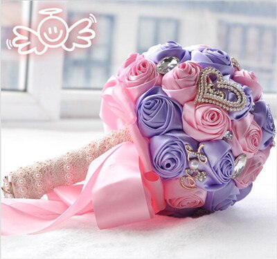 8 Colors Gorgeous Wedding Flowers Bridal Bouquets Artificial Wedding Bouquet Crystal Sparkle With Pearls buque de noiva: 18cm 14