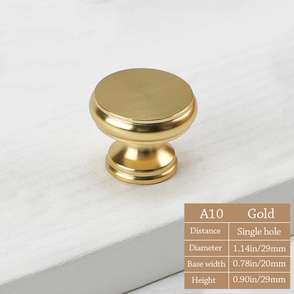 Simple Knurled Cabinet Drawer Knob Round Gold Door Handle Portable Single Hole Furniture Accessories for Home: Champagne