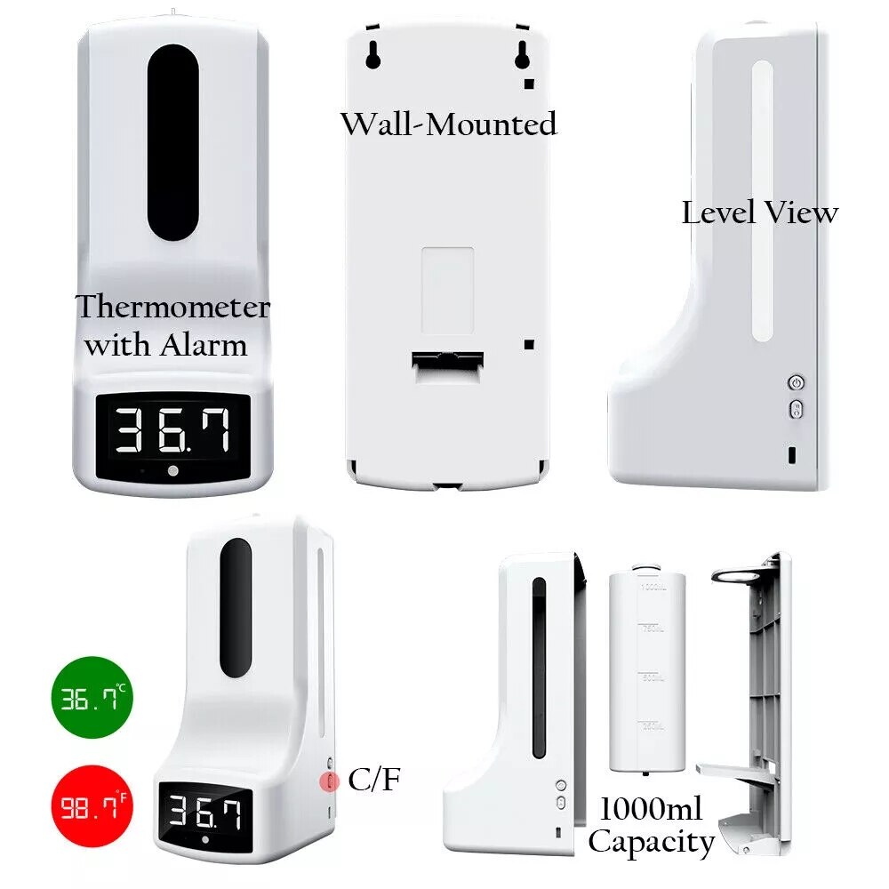 2 in 1 Infrared Thermometer K9 Automatic Soap Dispenser Palm Temperature Measurement and Disinfection Integrated Machine wb