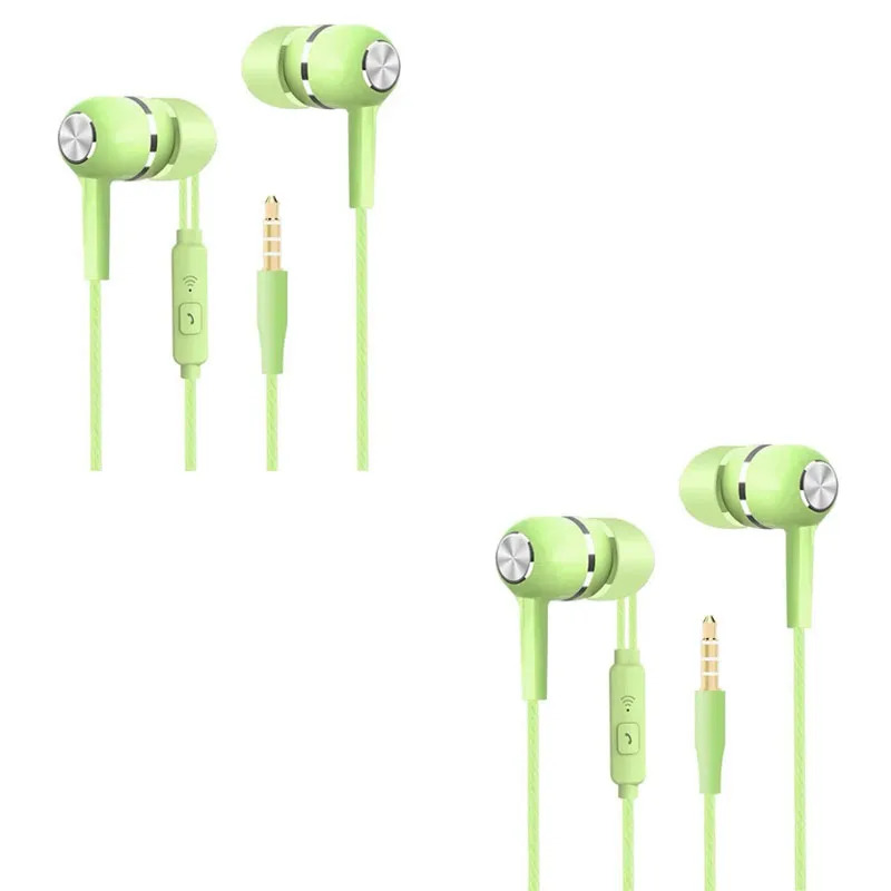 1/2/3/4 Stück Universal 3,5 mm kabelgebundene Kopfhörer Sport-Ohrhörer mit Bass-Telefon-Kopfhörer Stereo-Headset mit Mikrofon-Lautstärkeregler: armeegrün