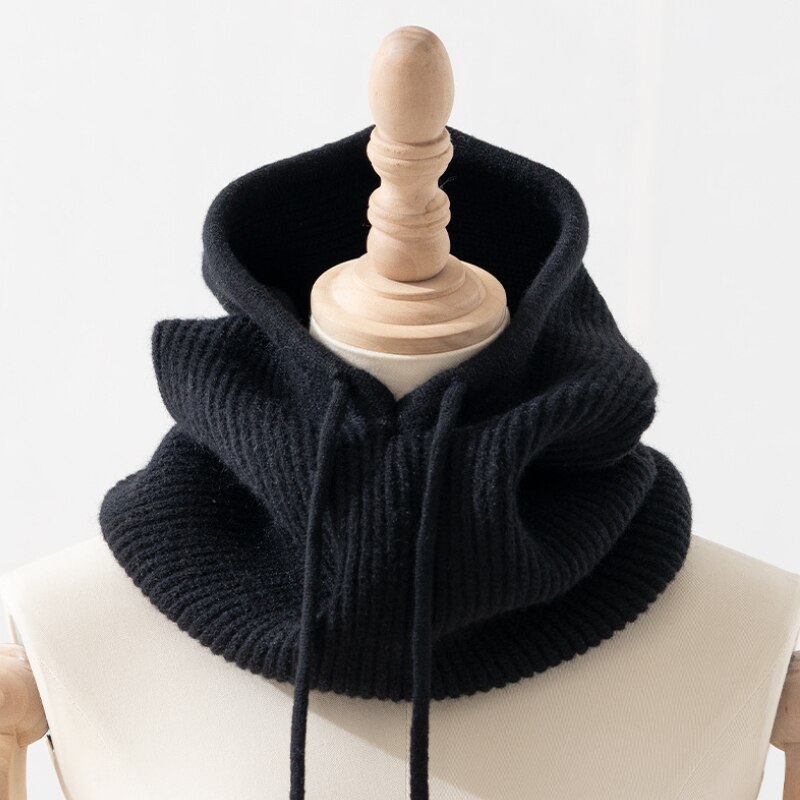 Gorro con capucha para mujer y niña, bufanda de doble uso, de punto grueso y cálido, novedad, Invierno