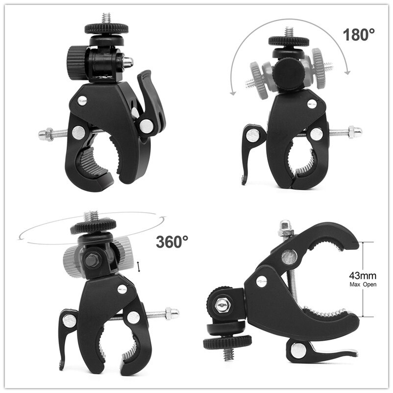 1Pcs Black 1/4 Camera DV DSLR Bike Bicycle Handlebar Clamp Bracket Tripod Mount Screw Clip For Gopro For Camera DV