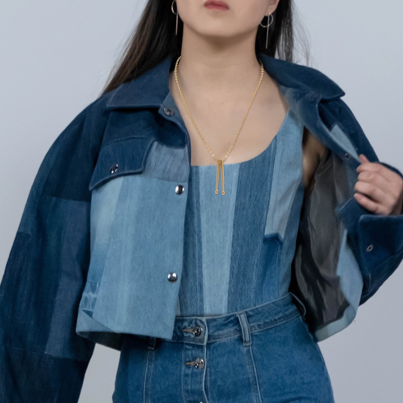 Halskette mit trommelstockanhänger aus titanstahl (auswahl)