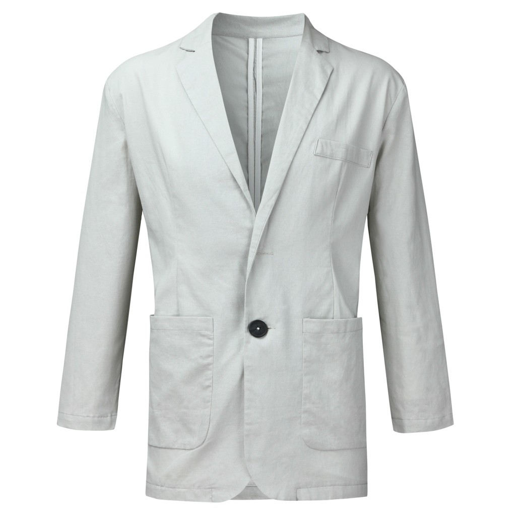 Пиджак мужской jakkesæt herre slim fit linned blanding lomme solide langærmede jakkesæt blazer jakke outwear