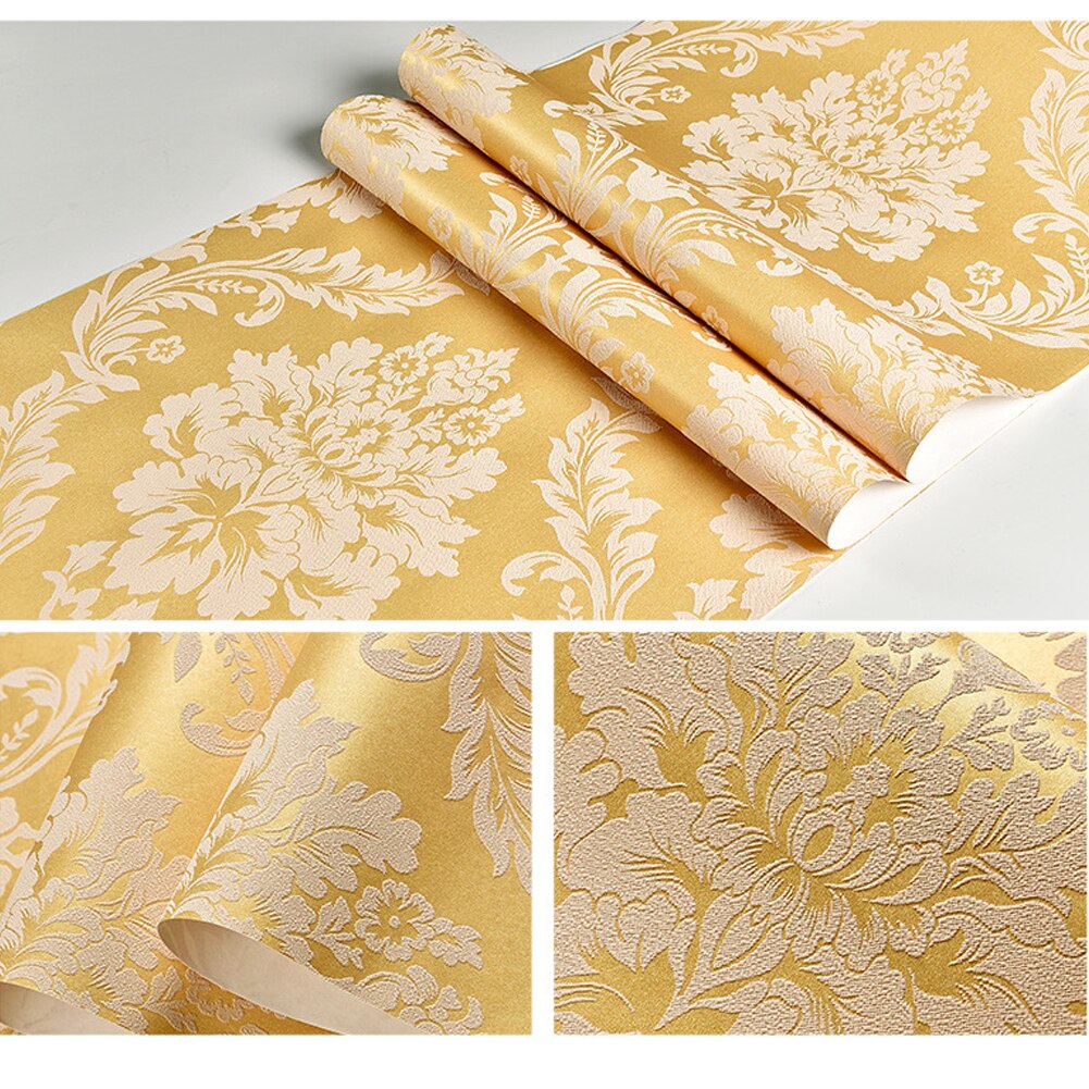 3D Reliëf Damast Behang Voor Thuis Luxe Classic Bloemen Behang Woonkamer Slaapkamer Tv Achtergrond Decor Beige Rood Bruin: C