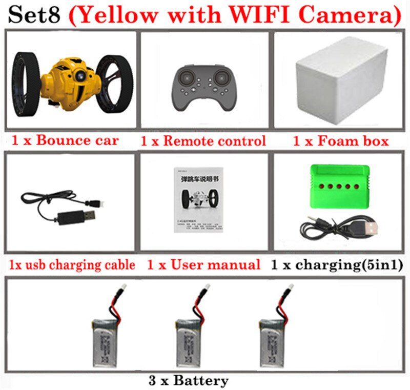 ATTIW C6-YW/C6 2.4G Springen Auto met WIFI Camera Flexibele Wielen Rotatie LED Nachtlampje RC Robot Hoge stunt Auto Bounce Auto