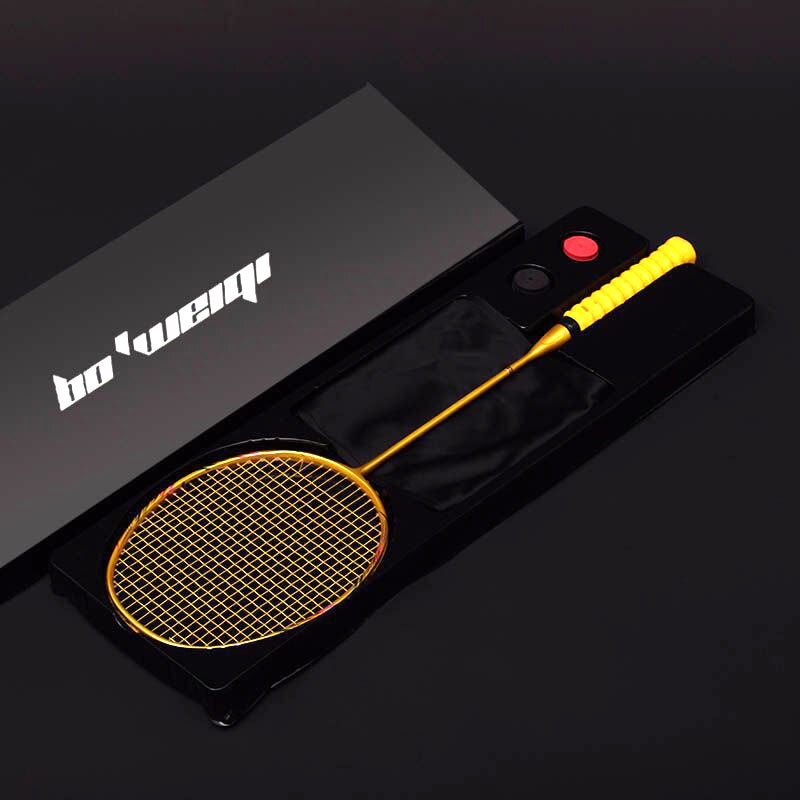 8U 100% Carbon Badminton Racket 24-30lbs G5 Ultralight Offensive Badminton Racket Racquet Training Sports With Bag: Gold with Box