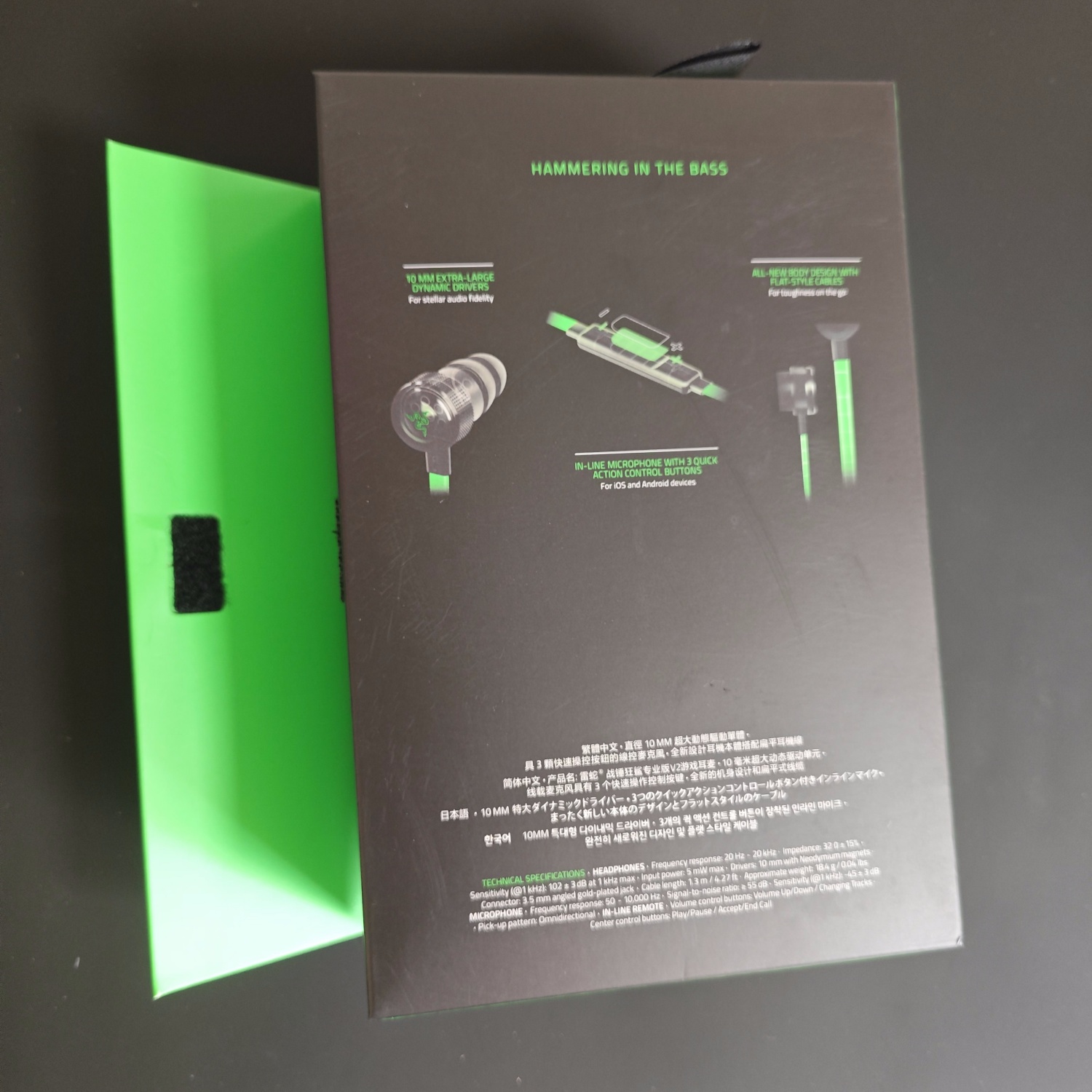 Razer Hammerhead PRO V2-hoofdtelefoon Bedraad Draagbaar Stereo Muziek Bass In-ear Sportoortelefoon 3,5 mm met microfoon Handsfree bellen Telefoon