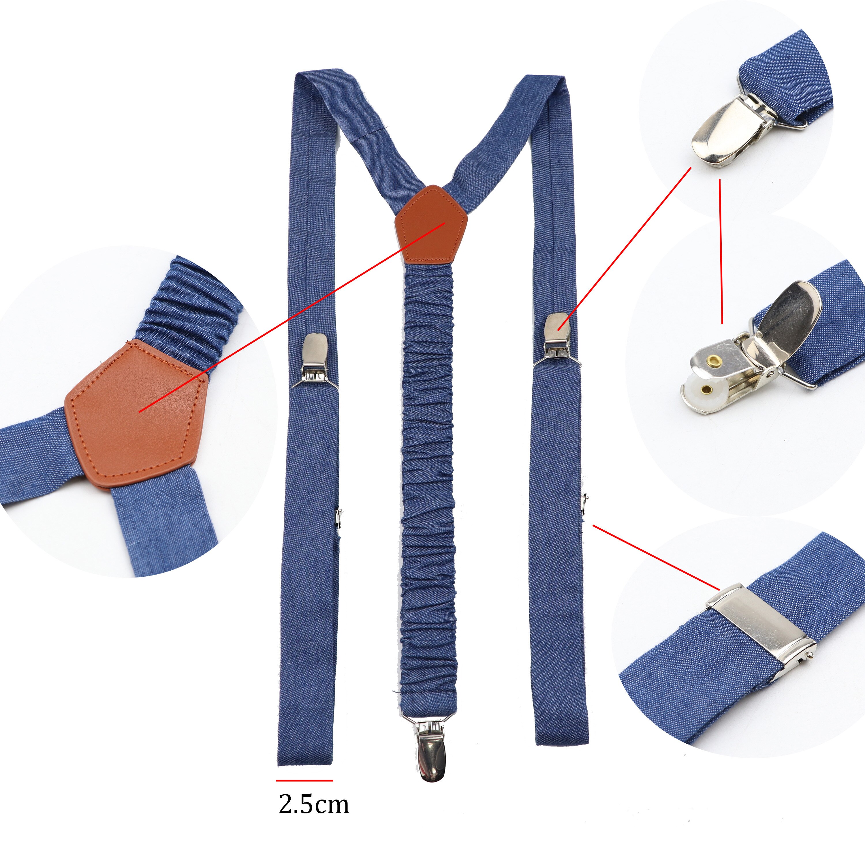 Suspensórios de couro elástico, cor sólida, conjunto de gravata borboletas ajustáveis para homens e mulheres, tiras para festa de casamento, acessórios de gravata, presente