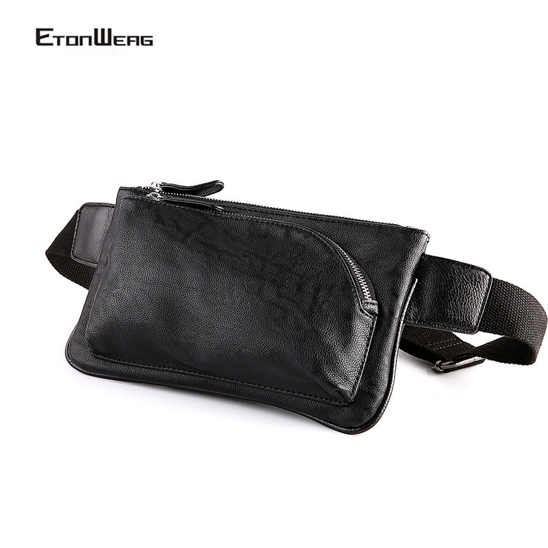 Mannen Effen Zwarte Borst Zak Pu Lederen Heuptas Mannelijke Dubbele Rits Crossbody Tassen Eenvoudige Toevallige Kleine Mannen messenger Bags