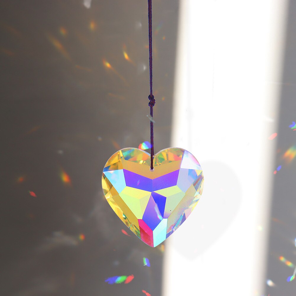 Crystal Windchimes Ornaments Heart Love Crystal Window Craft Outdoor Garden Hanging Pendant Wind Chimes Sun Catchers Decoration