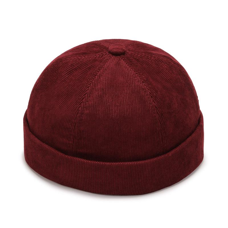 Solid Color Beanie Skull Cap Dome Brimless Hat Men Women Girls Hip Hop Docker Cap Melon Cap Vintage Landlord Hats Beanie: Pink