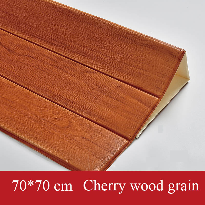 3D Wooden Wall Sticker Home Decor PE Foam Waterproof Wall Covering Self Adhesive Wallpaper For Living Room Bedroom 3D Wall Panel: Cherry wood grain