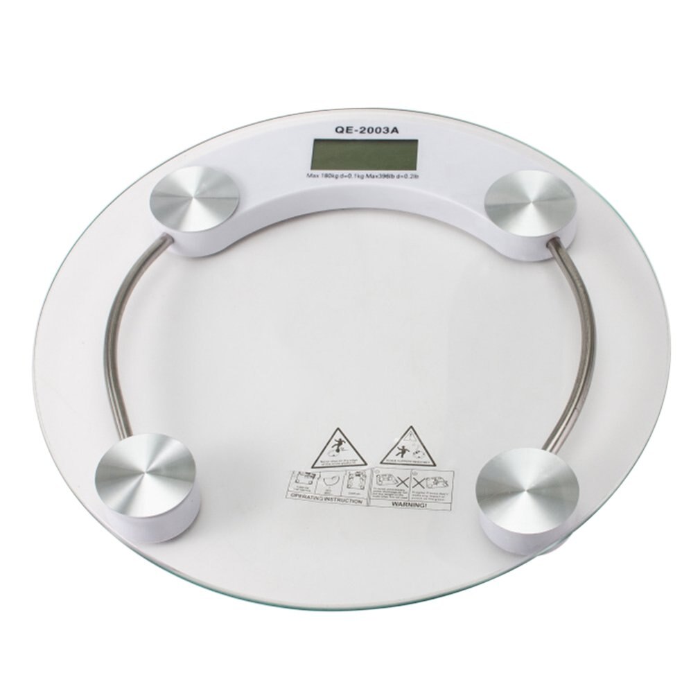 LCD Electronic Weighing Scale 180kg Glass Digital Body Weight Portable 33cm Diameter Home Bathroom Body Scales: Default Title