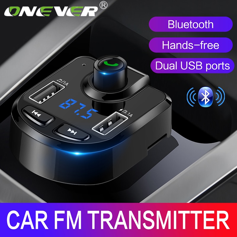 Onever Fm-zender Draadloze Bluetooth MP3 Speler Ondersteuning TF USB Disk Auto 3.1A Dual Usb-lader voor iPhone GPS FM modulator