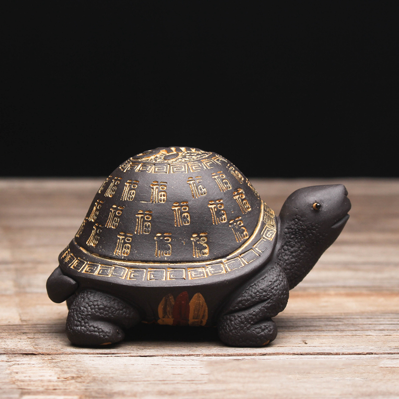 Tortue animale mignonne en argile violette, yixing zisha théière créative, artisanat de décoration pour salon de thé, porte-couvercle