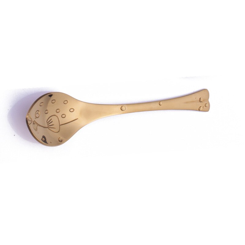 Vacclo cartoon walvis dolfijn koffie roerlepel roestvrij staal taart kind dessertlepel keuken beker servies decoratie: Gouden kogelvis
