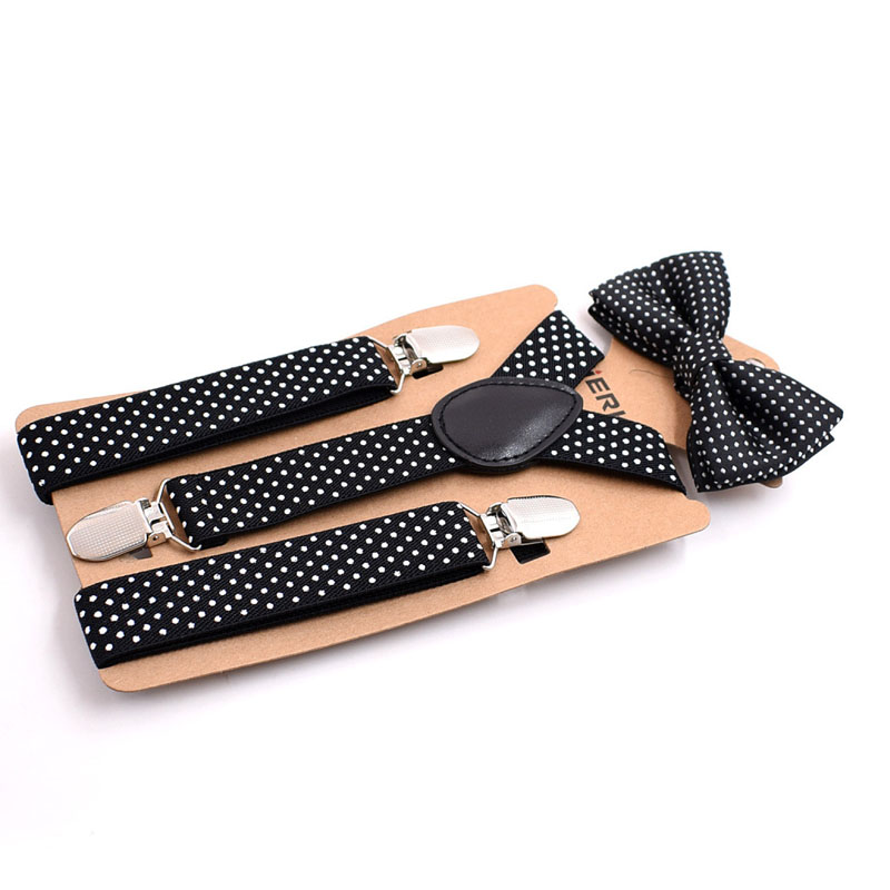 Elastisk gutter gilrs buksesele sløyfer sett for barn bryllup sløyfer bukseseler baby barn polka prikker sløyfe bukseseler belte