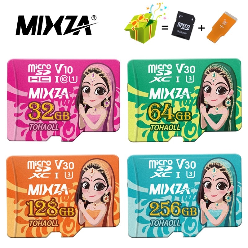 MIXZA-tarjeta de memoria 256GB, tarjeta Micro sd Clase 10 de 128GB, 64GB, U3, 80 MB/S, 32GB, flash, TF/SD, UHS-1