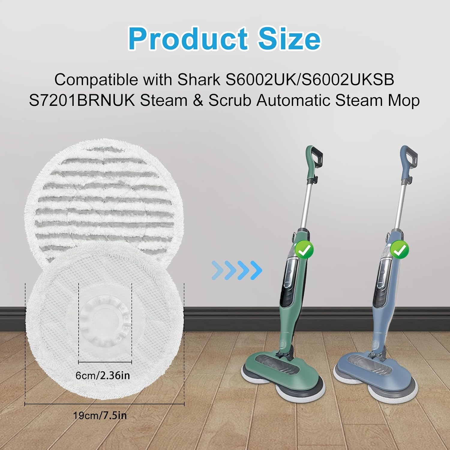 Ångmoppdynor för shark  s6002uk s7201uk s8201uk ångmopp, återanvändbara ång- och skrubbrengöringsdynor, ång- och skrubbdyna