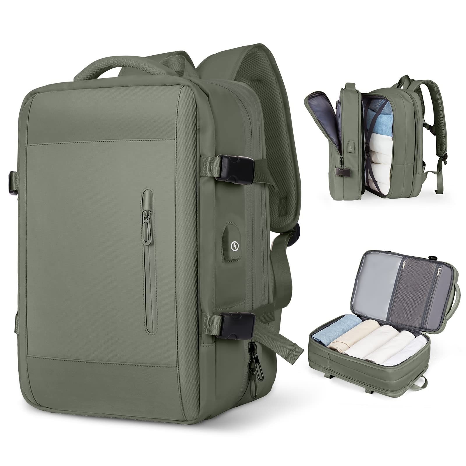 Large Capacity Bags Business Multifunctional Charging Backpacks Expandable Airplane Travel Backpack Laptop Bag Luggage Ma: Brown