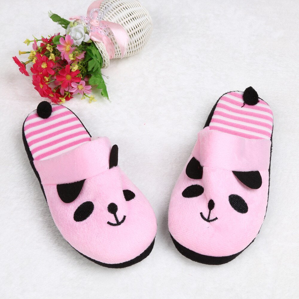 Belle bande dessinée Panda maison pantoufle femme chaussures mignon maison plancher doux rayure pantoufles femme chaussures 36-40