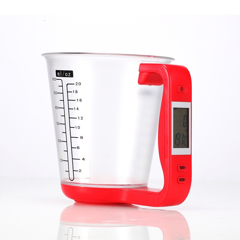 Electronic Digital LCD Display Kitchen Measuring Cups Kitchen Food Water Cooking Measuring cups scale Temperature Measuring Cups: Red