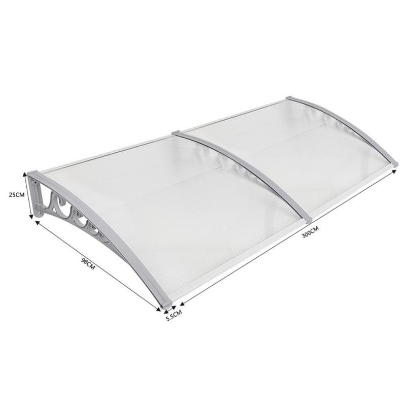 Awning Shade Window Door Sun Canopy Hollow Sheet Protection Canopy Awning Shelter Porch Front Rain Roof Gazebo For Garden: 100x300 cm