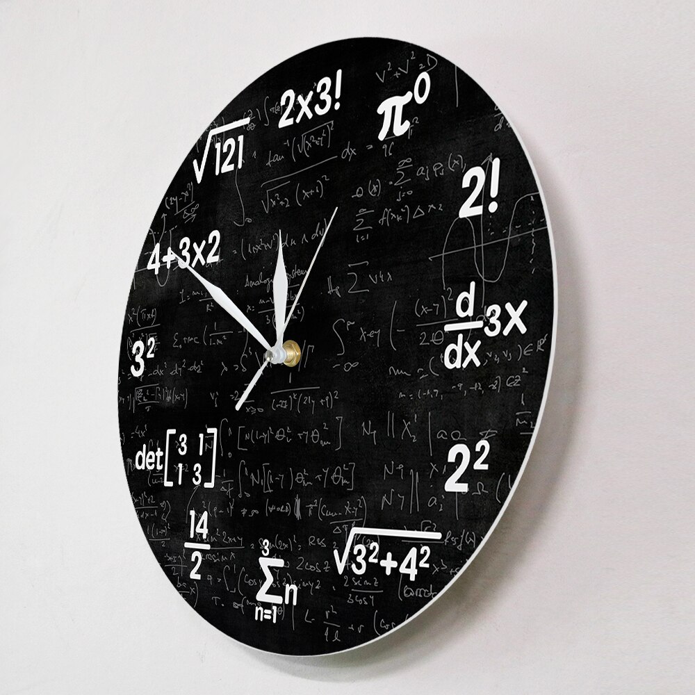 Math Equations and Notations Mathematics Chalkboard Geek Wall Clock Educational For Kids Teachers School Classroom Decor