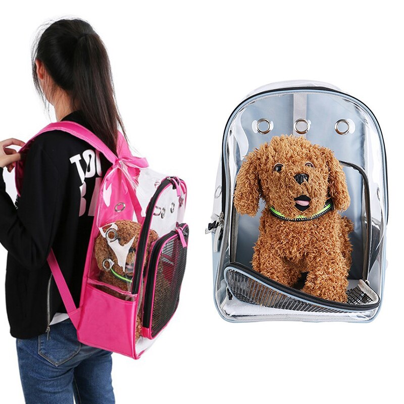 Dog Carrier Bag Portable Cats Handbag Adjustable Transparent Travel Pet Bag Puppy Carrying Mesh Shoulders Backpack Pet
