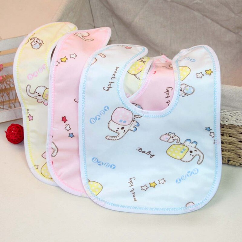 1pc Random Color Baby Cotton Bibs Kids Girl Boy Children Cartoon Waterproof Dinner Feeding Bib Infant Newborn Burp Cloths