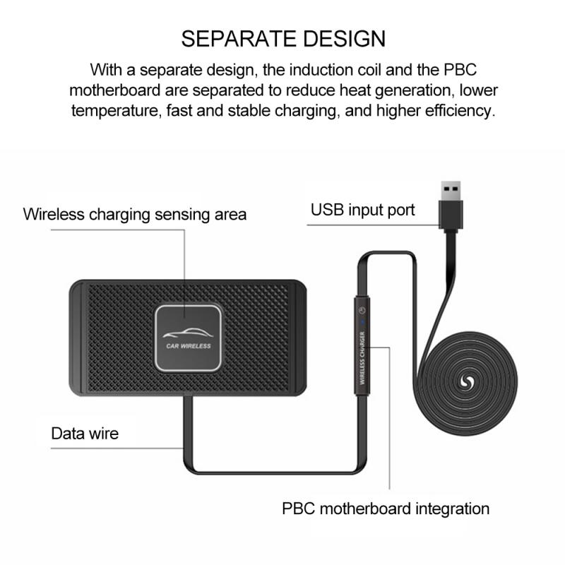 Auto Draadloze Oplader Anti-Skid Oplader Pad Qi Auto Lade Draadloze Oplader Voor Iphone 12 Samsung Xiaomi