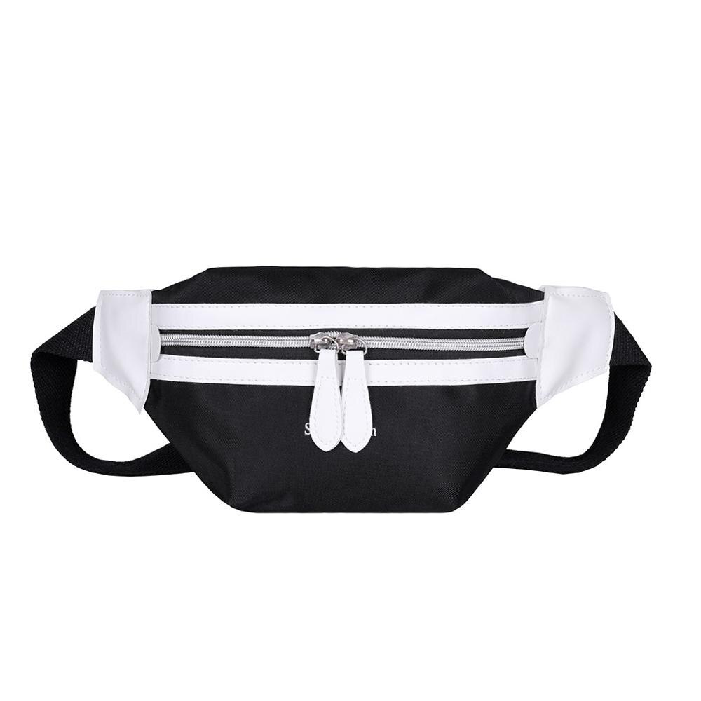 Frauen Leinwand Patchwork Farbe Schulter Crossbody Brust Taschen Packs Weibliche Gürtel Tasche Schwarz Koreanische Stil Taille Pack/ E