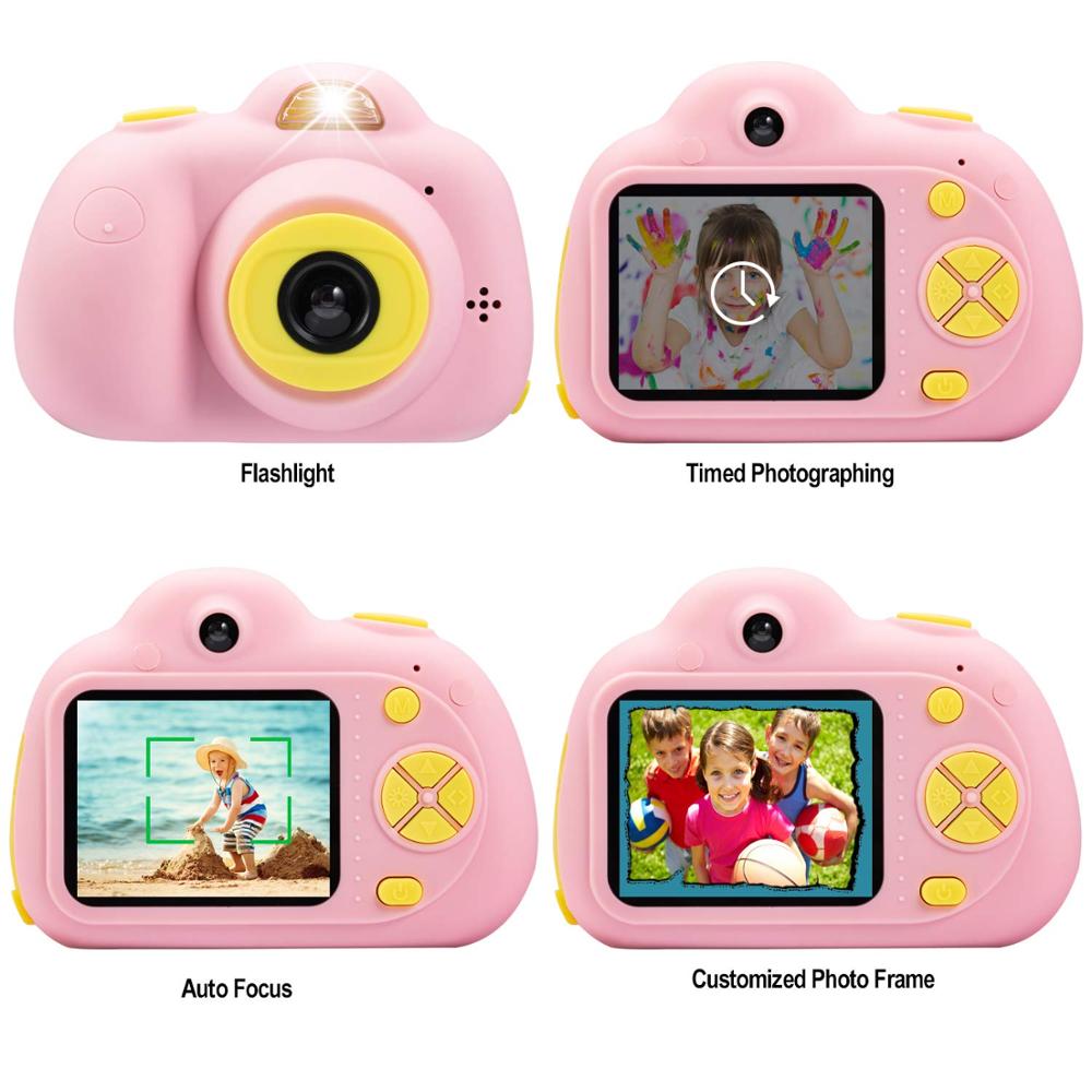 Kindercamera mini-kartonnen digitale spiegelreflexcamera, slimme camera met dubbele lens, 2.0 inch, 12mp inch anti-val speelgoedcamera voor jongens en meisjes, kerst