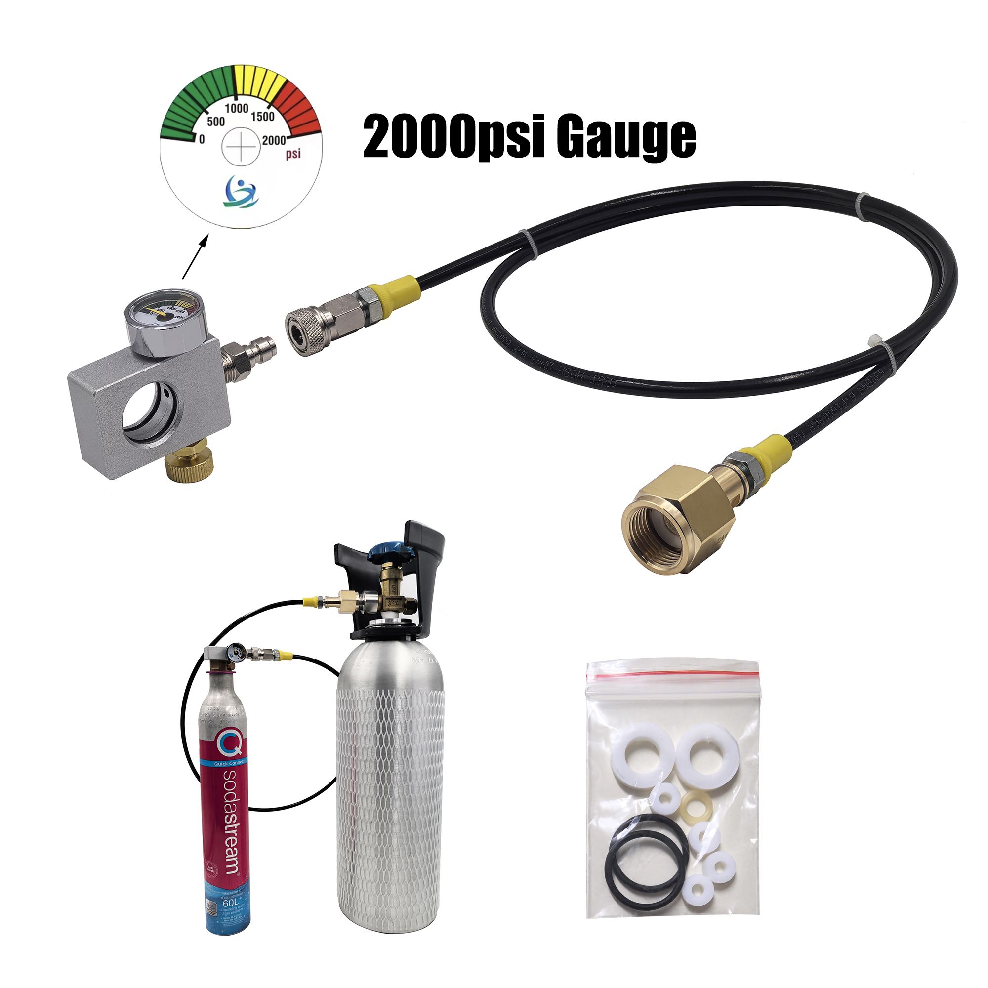 Adaptador de llenado de cilindro de dióxido de carbono 2025, manguera, estación de llenado de repuesto de carbonatador para botella de cilindro de CO2 rosa DUO Terra Art Gaia