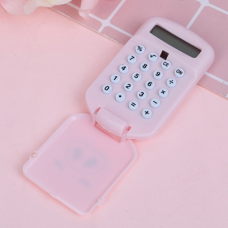 Mini Cute Pocket 8 Digits Electronic Calculator Desktop Student School Supply Portable for school student: Pink