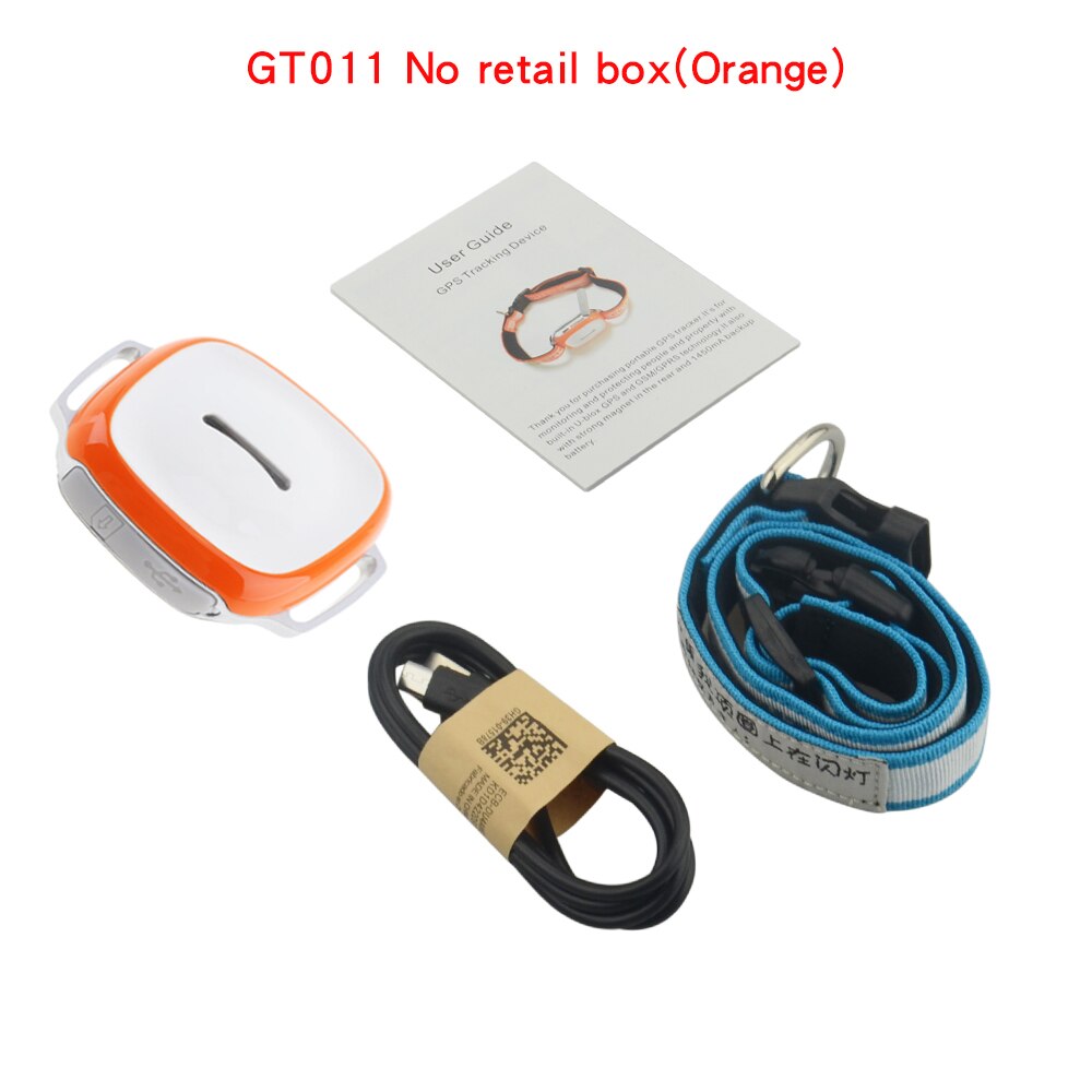 Gt011 gps huisdier tracker hond kat halsband gps locator waterdicht  ip66 anti-verlies tracking apparaat realtime positionering met geo-fence: Geen doos oranje