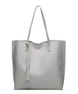 Adiputent frauen Schulter Tasche Griff Tasche assel Leder Weiblichen Große Trage Casual 7 Farben Dame Große Kapazität geldbörse: silver color