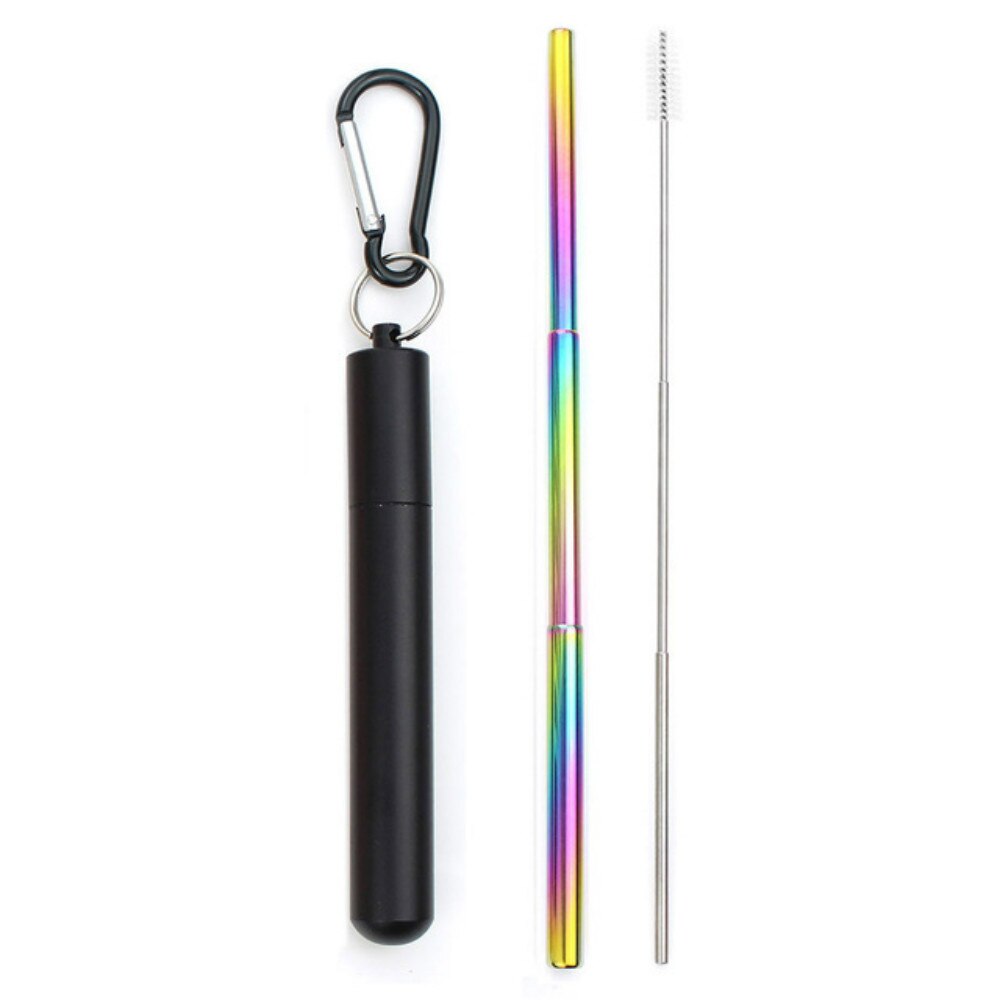 Paille télescopique en acier inoxydable, pliable et réutilisable, Portable, avec étui et brosse pour voyage en plein air: 9