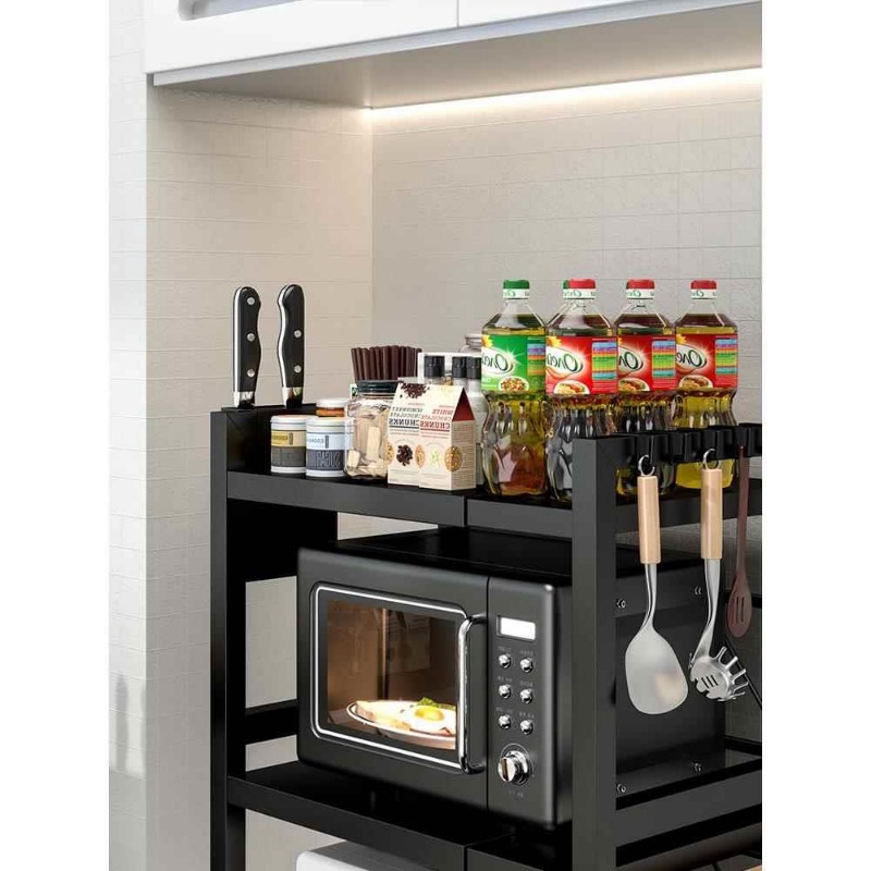 Support de rangement de cuisine, support d'assaisonnement, support de stockage de micro-ondes, four multicouche, minimalisme moderne, organisateur d'accessoires de cuisine permettant de gagner de l'espace