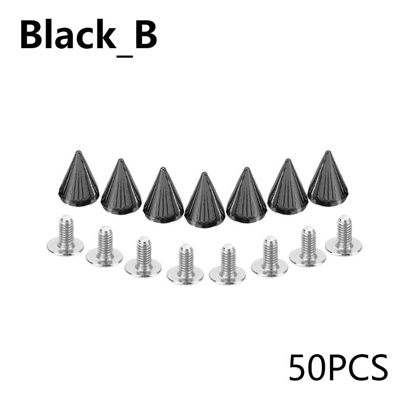 20/50/100 Sets Hardware Accessories Leathercraft DIY Bag Studs Spike Rivets Metal Decorative 7X10MM: black-B