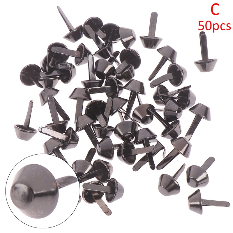 Artesanía de Metal de 12mm para bolso, 50 Uds., tachuelas perforadas para los pies, tachuelas para bolso de mano, tachuelas Punk Rock, accesorios de cuero DIY: C