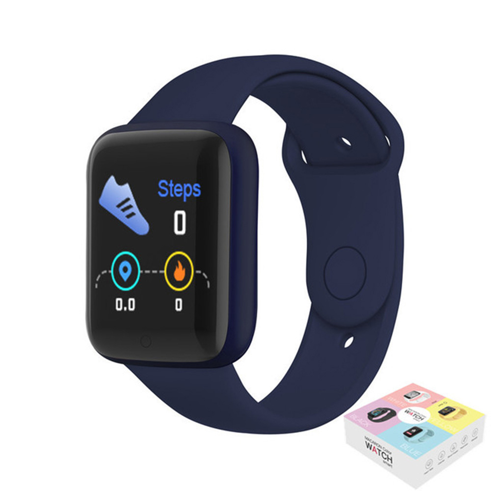 Y68 pro smartwatch bluetooth fitness-tracker sport herzfrequenzmesser blutdruck wasserdicht damen farbarmband für android ios: Dunkelblau